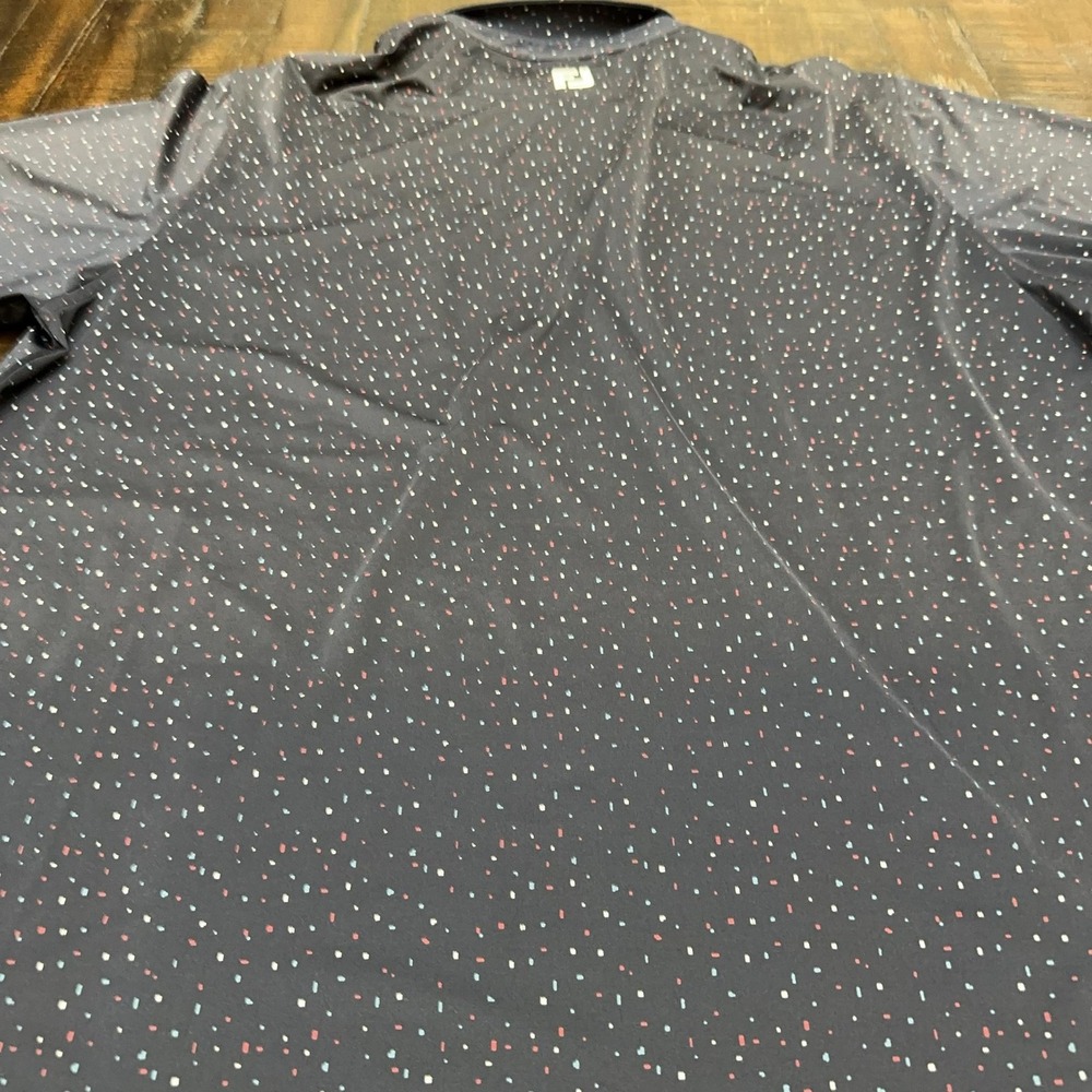 FootJoy Polo Shirt Mens XL Blue Confetti Golf Performance Titleist Tour Embroid - Picture 8 of 9